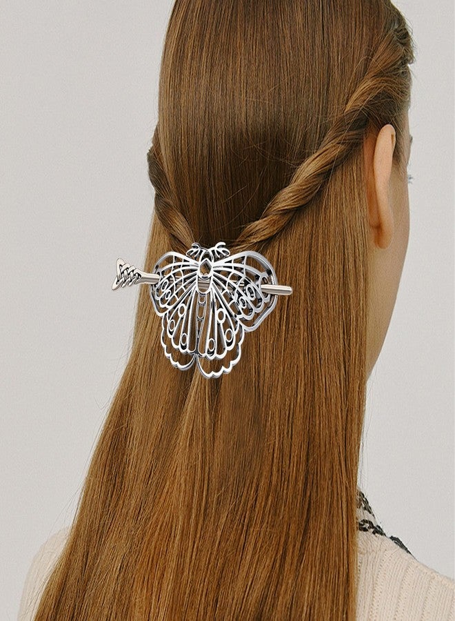 NICENEEDED Medieval Butterfly Hollow Hairpin, Vintage Antique Silver Gothic Celtic Hair Barrettes, Metal Hair Accessory for Women Party Graduation Bride - Image 5